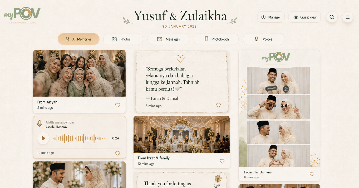 myPOV digital wedding memory wall preview